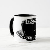 Vintage koffiebord mok zwart-wit (Voorkant links)