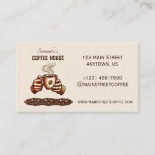 Vintage koffiekop Terracotta Café branding Visitekaartje