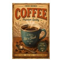 Vintage koffieposter wanddecoratie | Retro keuken