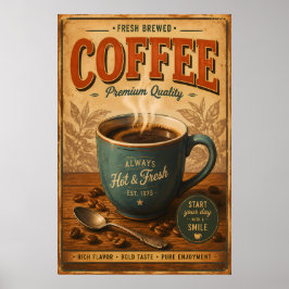 Vintage koffieposter wanddecoratie | Retro keuken Poster