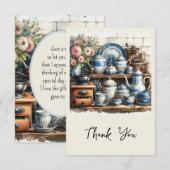 Vintage koffieset op plank bedankkaart (Voorkant / Achterkant)