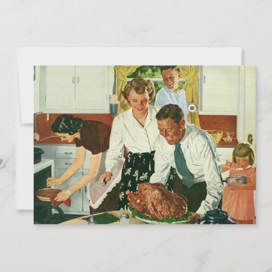 Vintage koken Thanksgiving diner in de keuken Kaart (Voorkant)