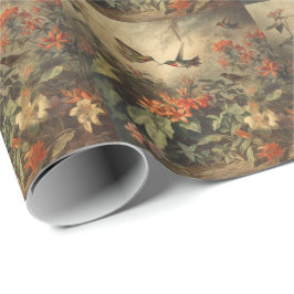 Vintage Kolibrie & Bloemige Botanische Cadeau Cadeaupapier