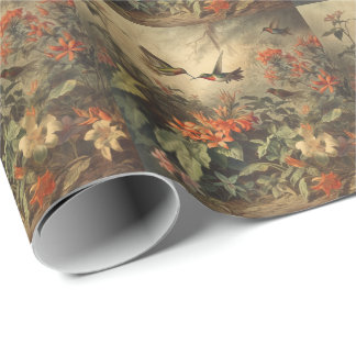 Vintage Kolibrie & Bloemige Botanische Cadeau Cadeaupapier