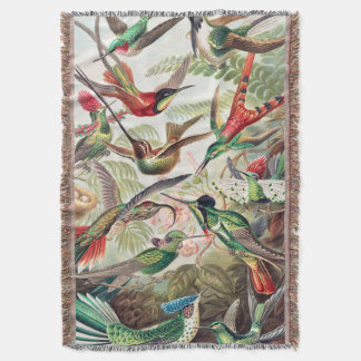 Vintage Kolibrie Botanische Art Nouveau Groen Deken