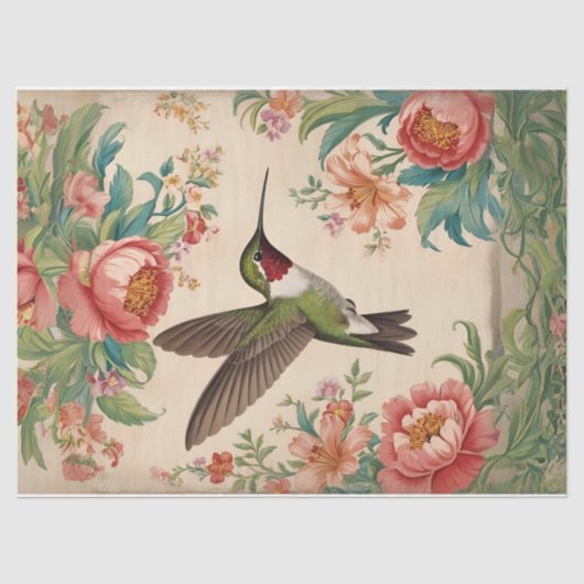 Vintage Kolibrie Decoupage Tissuepapier (Voorkant)