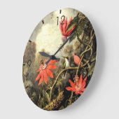Vintage Kolibrie en Passiebloemen Kunst Grote Klok (Hoek)