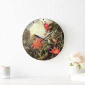 Vintage Kolibrie en Passiebloemen Kunst Grote Klok (Huis)