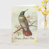 Vintage Kolibrie, Moederdag Kaart (Gele Bloem)