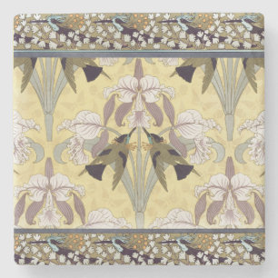 Vintage Kolibrie Orchidee Art Nouveau Patroon Stenen Onderzetter