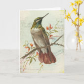 Vintage Kolibrie, Verjaardag Kaart (Gele Bloem)