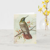 Vintage Kolibrie, Verjaardag Kaart (Gele Bloem)