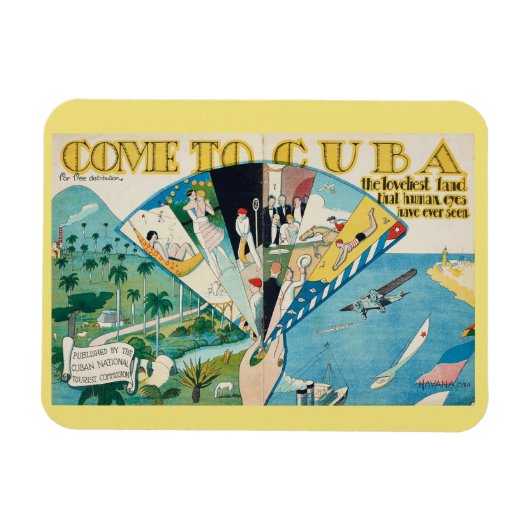 Vintage Kom naar Cuba met reisposter magnet Magneet (Horizontaal)