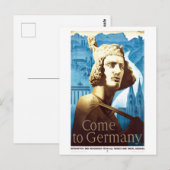 Vintage Kom naar Duitsland Reisposter Briefkaart (Voorkant / Achterkant)