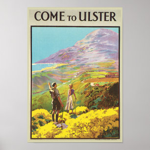 Vintage Kom naar Ulster British Isles Travel Poste Poster