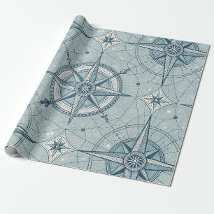 Vintage kompas nautisch naadloos patroon (2) cadeaupapier
