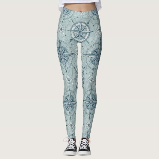 Vintage Kompasroos Patroon Leggings (Voorkant)