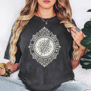 Vintage Kompasveer Live Verken Droom T-shirt