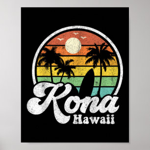 Vintage Kona Beach Hawaï Surf Hawaiian Surfing 70 Poster