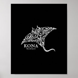 Vintage Kona Hawaï Manta Ray Jongens Meisjes Souve Poster