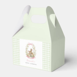 Vintage Konijn Groene Gingham Meisje Baby Shower Bedankdoosjes