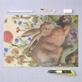 Vintage konijn - Hare Flowers Floral zomer Tissuepapier (Craft)