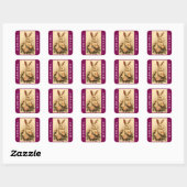 Vintage Konijn Met Rozen Vierkante Sticker (Vel)