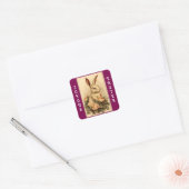 Vintage Konijn Met Rozen Vierkante Sticker (Envelop)