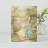 Vintage konijn Wenskaart Feestdagenkaart (Staand voorkant)