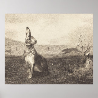 Vintage konijnenafdrukken Poster