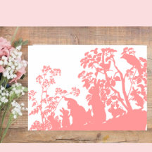 Vintage Konijnengezin Silhouette boslandschap