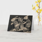 Vintage - Konijntjes en Katje, Kaart (Gele Bloem)