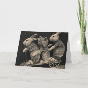Vintage - Konijntjes en Katje, Kaart
