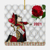 Vintage koningin Roos Kerstmis Keramisch Ornament (Achterkant)