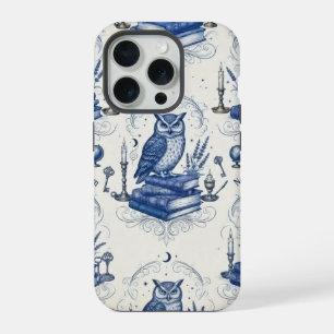 Vintage Koningsblauw en Ivoorbruin Dark Academia U iPhone 15 Pro Case