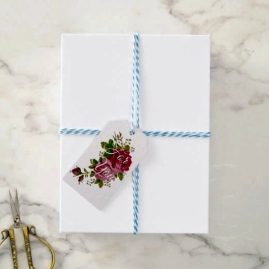 Vintage Koolrozen Elegantie  Cadeaulabel