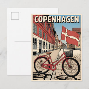Vintage Kopenhagen Denemarken fiets cadeaus Briefkaart