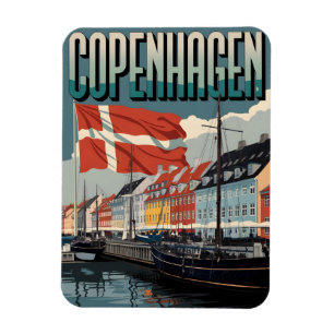 Vintage Kopenhagen Denemarken kleurrijke huizen ca Magneet
