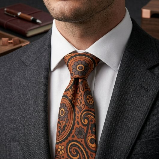Vintage Koper Paisley Stropdas