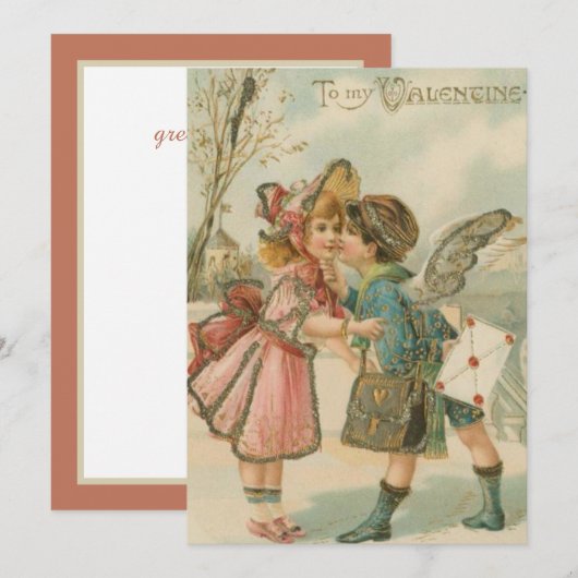 vintage-koppel Valentijn Feestdagenkaart (Voorkant / Achterkant)