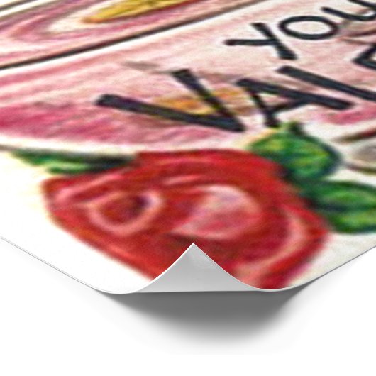 Vintage-koppel-Valentijn poster Cute retro (Hoek)