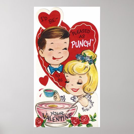 Vintage-koppel-Valentijn poster Cute retro (Voorkant)