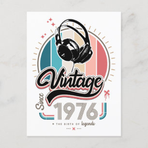 Vintage koptelefoons sinds 1976 briefkaart