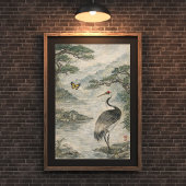 Vintage Kraanvogel Kunst – Japanse Stijl Poster