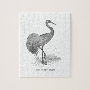 Vintage Kraanvogel Pen en Inkt Tekening Legpuzzel