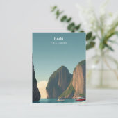 Vintage Krabi Thailand Travel illustration Briefkaart (Staand voorkant)