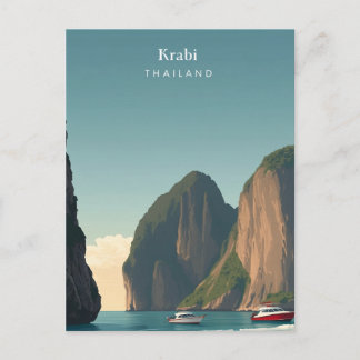 Vintage Krabi Thailand Travel illustration Briefkaart