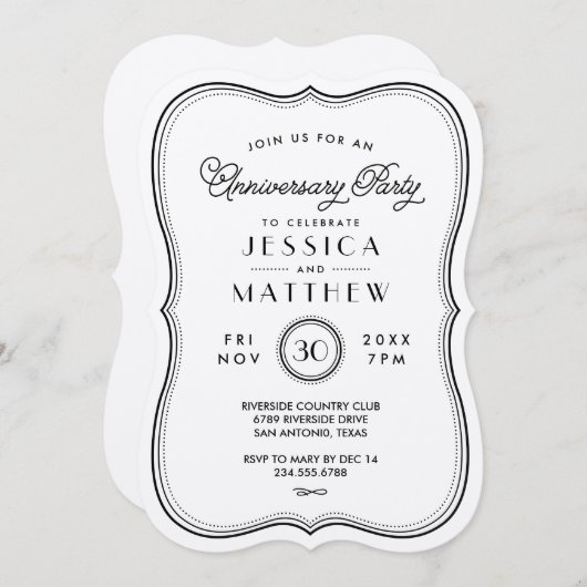 Vintage Kraft Art Deco jubileumfeest Kaart (Voorkant / Achterkant)