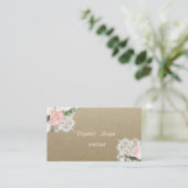 Vintage, Kraft, kant, Waterverf bloemen Visitekaartje (Staand voorkant)