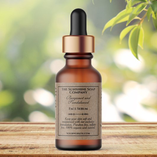 Vintage Kraft Paper Style Dropper Bottle Label